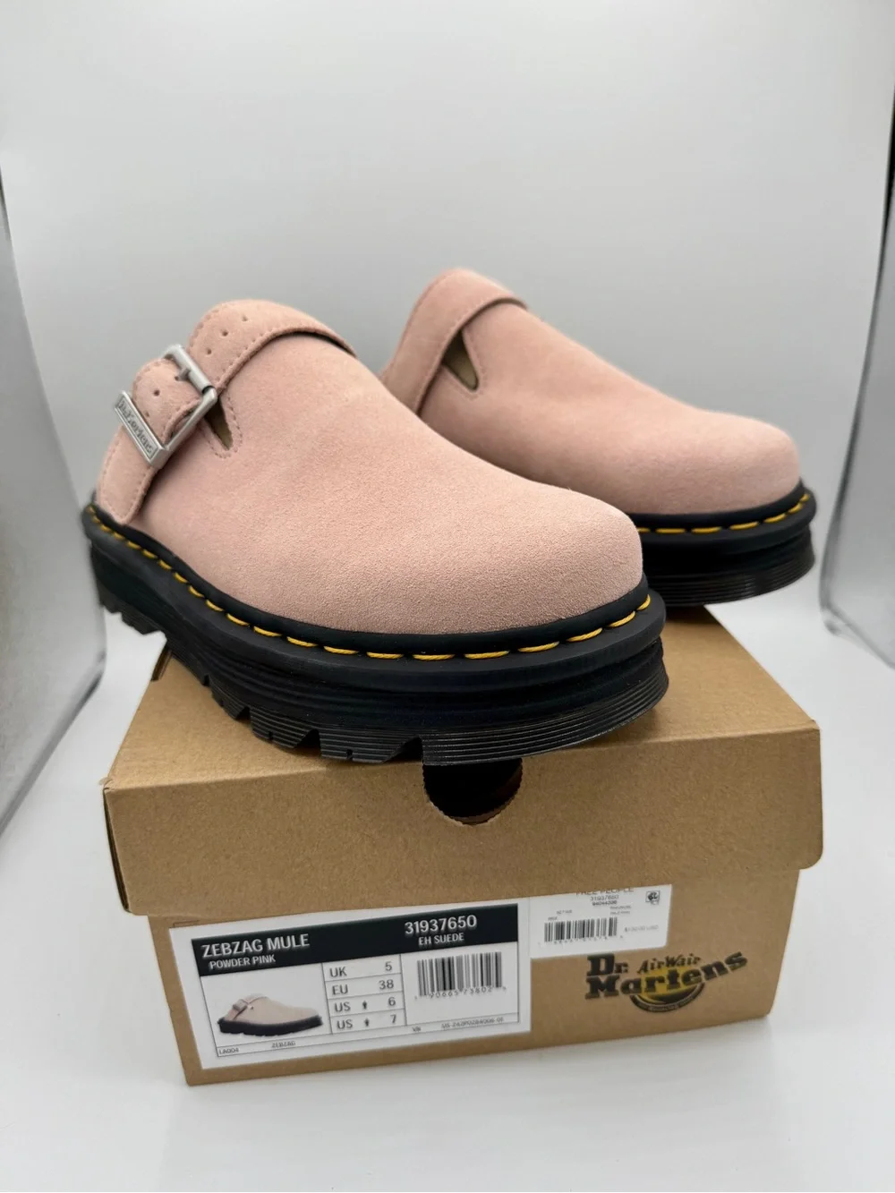 NWT Dr Martens Zebzag Mule Unisex , Powder Pink Platforms